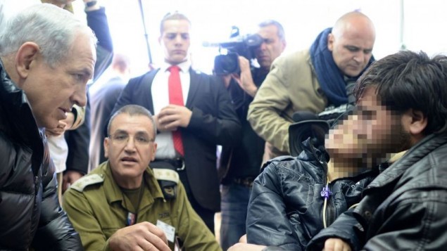 Israeli PM makes morale raising visit to Syrian terrorist in Israeli hospital. 