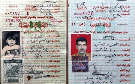 Abeer Qassim Hamza al-Janabi and her father on Iraq id card. 