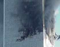 The North Tower on fire prior to it's destruction. The North tower fire lasted 102 minutes. 
