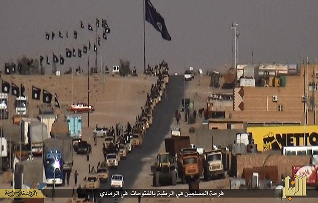 IS Victory parade in West Anbar, Iraq, May 2015 the US Air Force inexplicably failed to notice this event.