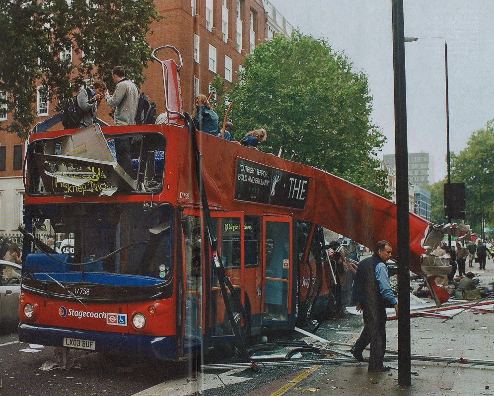 The remains of the bus struck by an explosion on July 7th 2005 in Tavistock Square.