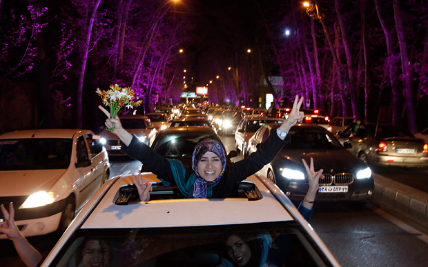 Iranians celebrate the Nuclear deal and the detente with the West. 