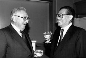 Henry Kissinger, a Western powerbroker with extensive ties to the Dark elite meets with former Chinese Premier Jiang Zamin their most recent meeting was in 2013.