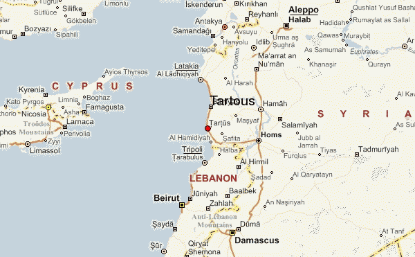 Map of Syria with Tartus highlighted.