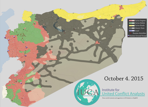 Map of Syrian military situation, October 2015.