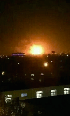 Vision of the fresh blast in Tianjin from the twitter feed of Chinese state television.