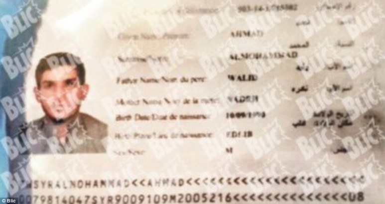 The magical Syrian passport found at the scene of a bomb attack at the Stde de france on November 13th, 2015. 