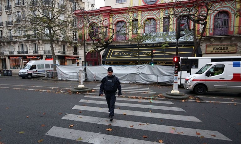 Bataclan Concert Hall and Cafe- 52 Bouleavard Voltaire is visible at the far left. 