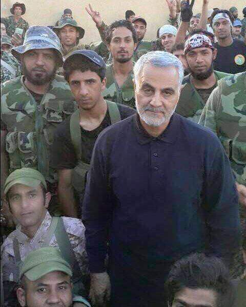 Qassem Soleimani reportedly photographed with Iraqi Shia militia members in Aleppo, mid October 2015.