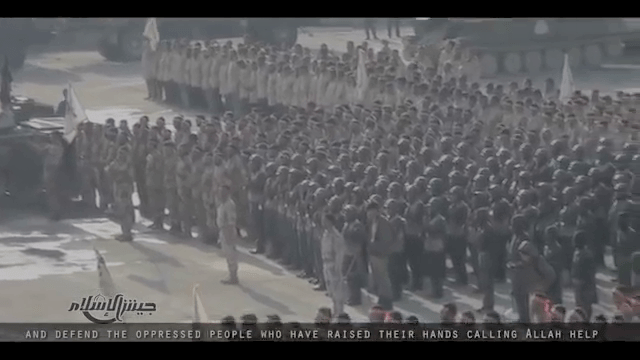 Jaish al Islam military parade, Eastern Ghouta April, 2015.