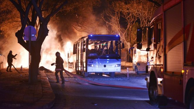 Aftermath of the Ankara bombing of February 17th, 2016.