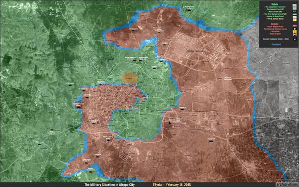 This map shows the overall situation in Aleppo provicne withthe insyrgent area of control in Eastern Aleppo city almost completely surrounded and cut off. If this is achieved the war may be almost over in Northern Syria. Without some kind of political settlement insurgency will continue indefinitely as in Iraq.