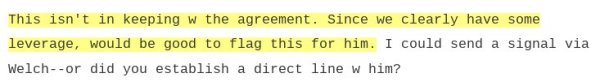 This is a screenshot from the leaked E-mail that alludes to a deal or understanding between Bernie Sanders and the Clinton camp.