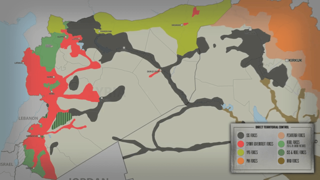 A South Frnt still shows the areas of control in Syria as of March 14th, 2016.