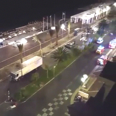 Overview if the scene in Nice in the direct aftermath of the event. 
