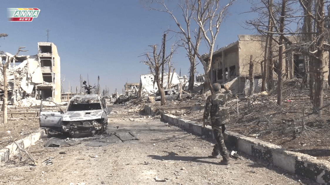 The wintry devastation in the aftermath of the battles fro the Aleppo military coleges.